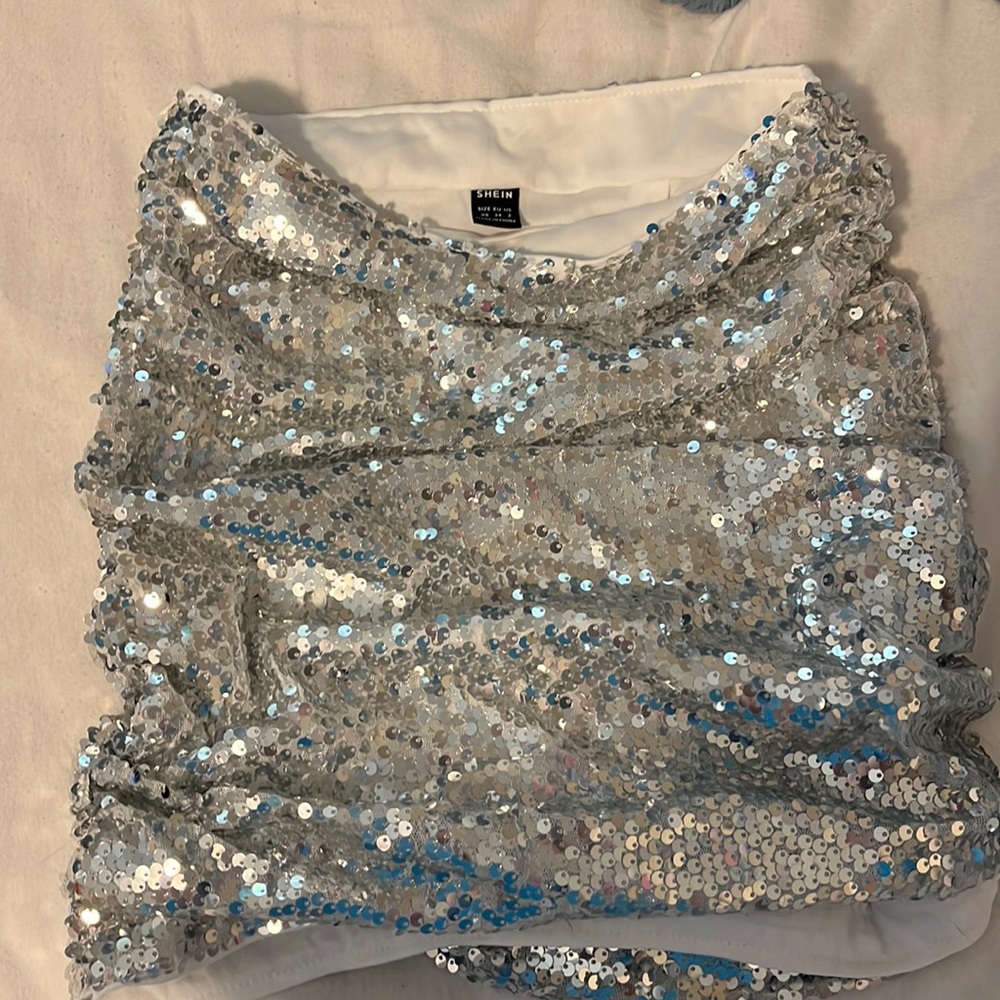 FREE WITH BUNDLE New Shein Silver Mini Skirt Size XS